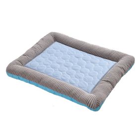 Pet Cooling Pad Bed For Dogs Cats Puppy Kitten Cool Mat Pet Blanket Ice Silk Material Soft For Summer Sleeping  Blue Breathable (Option: Blue-M)