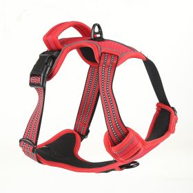 Dog Harness No Pull Breathable Reflective Pet Harness Vest (Option: Red-XL)