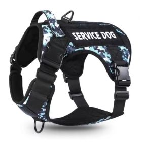 Tactical Pet Chest Service Dog Harness Vest Adjustable Reflective Dog Harness Metal Buckle Hiking Training (Option: Black camouflage-M)